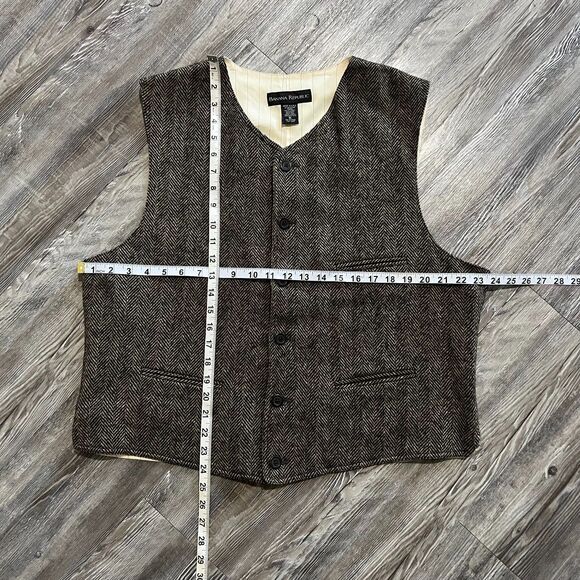 Banana Republic Wool Herringbone Vest Made in USA XL - Picture 5 of 9